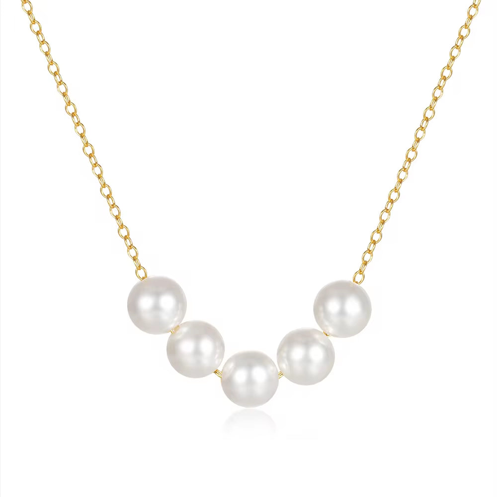 Pearl Pendant Chain Necklace Silver18K Gold Plate