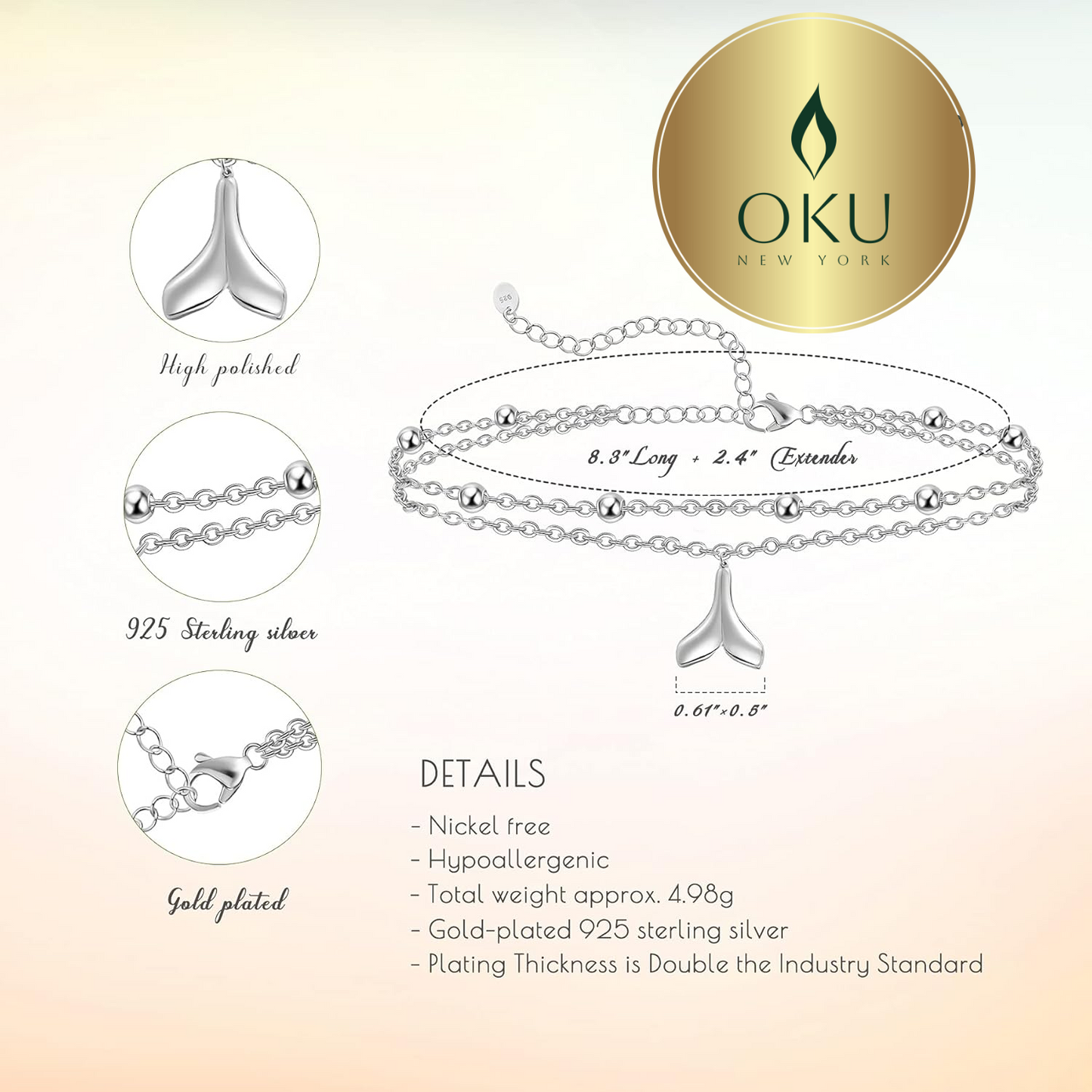 Silver Opal Layered Anklet Bracelet