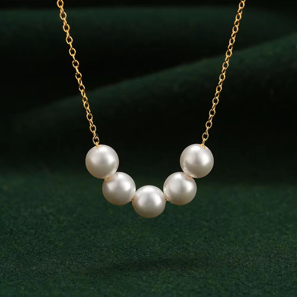 Pearl Pendant Chain Necklace Silver18K Gold Plate