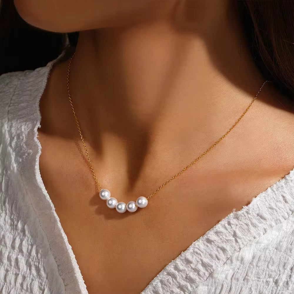 Pearl Pendant Chain Necklace Silver18K Gold Plate