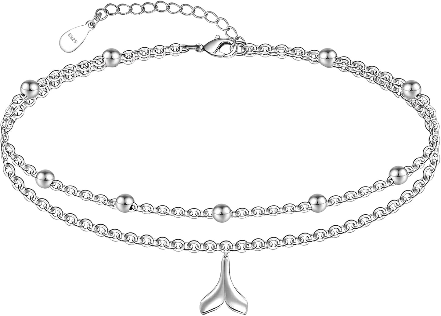 Silver Opal Layered Anklet Bracelet