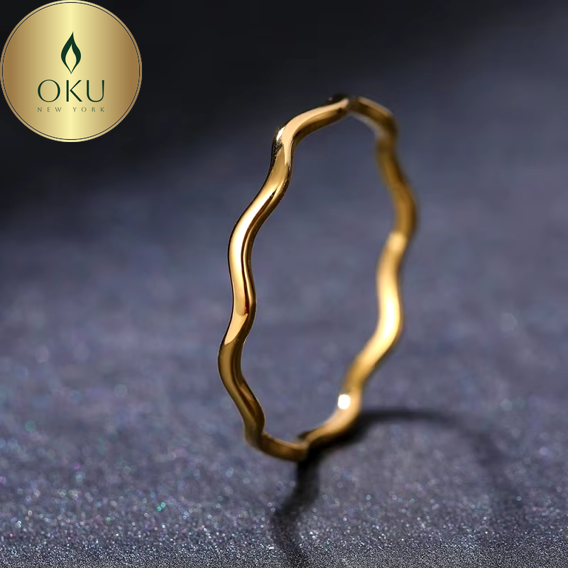 Sea Wave Minimalist Rings
