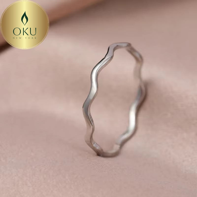 Sea Wave Minimalist Rings