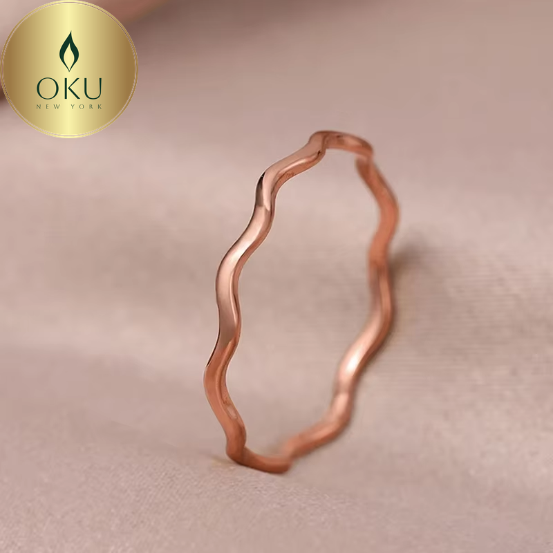 Sea Wave Minimalist Rings