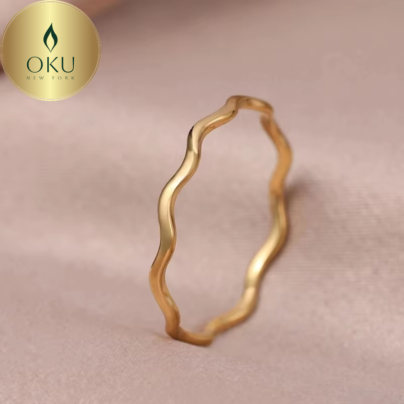 Sea Wave Minimalist Rings