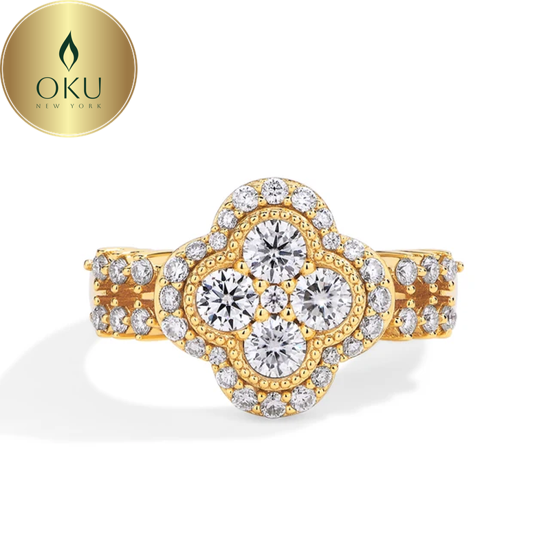 Iced Out Clover Engagement Ring